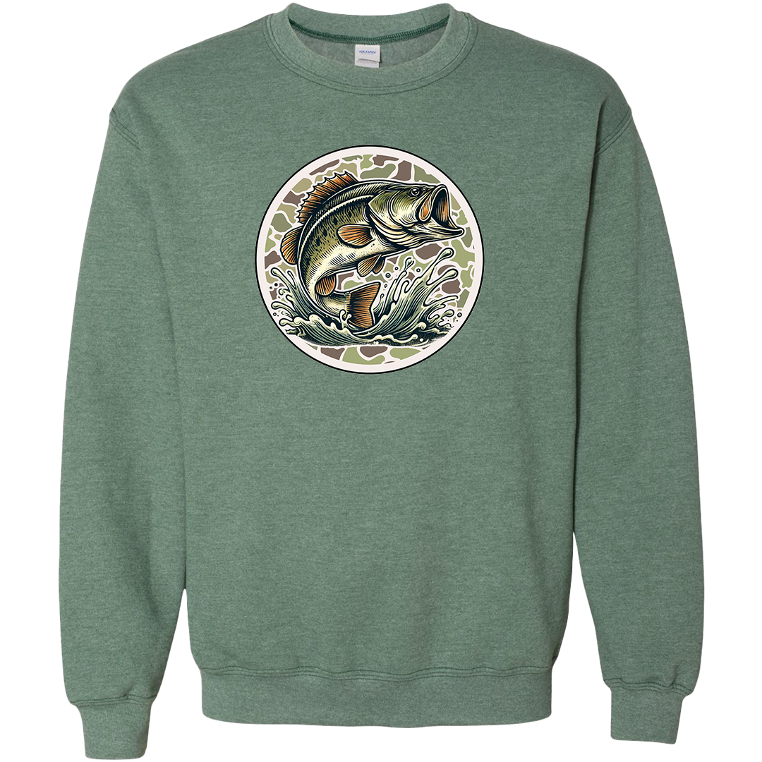 Jumping Bass Adult Crew Neck Sweatshirt