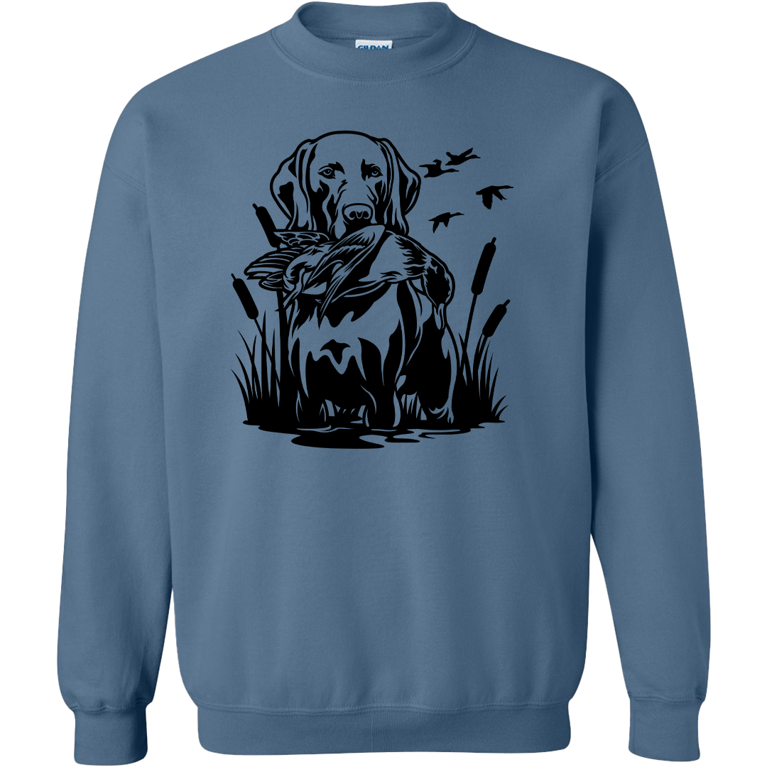 Duck Hunting Dog Adult Crew Neck Sweatshirt