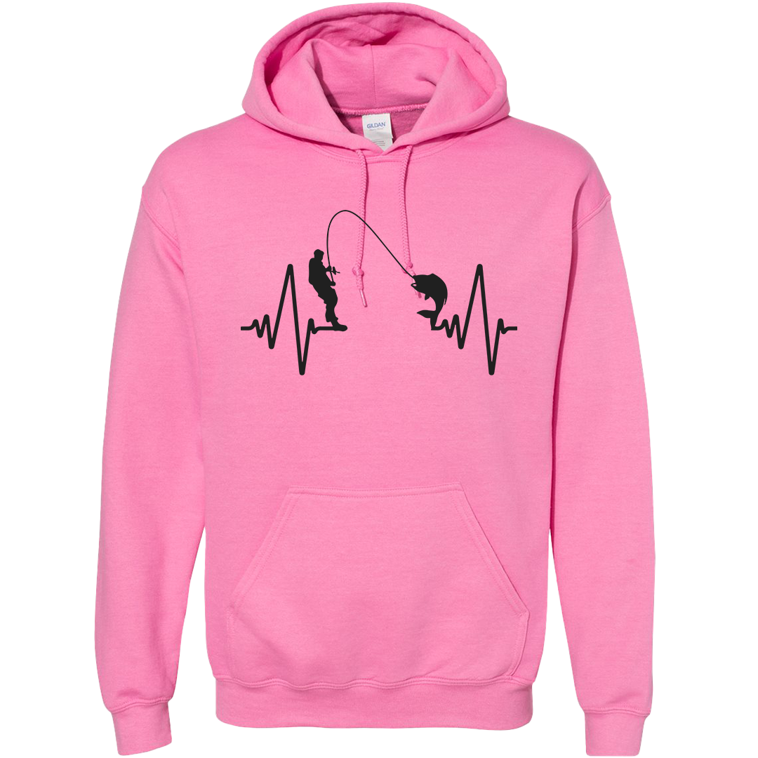 Fishing Heartbeat Adult Hoodie