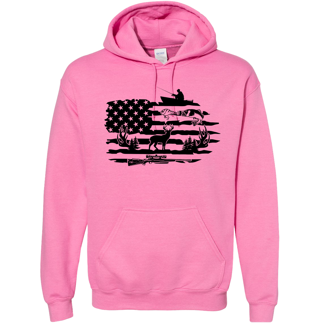 Fishing and Hunting Flag Adult Hoodie