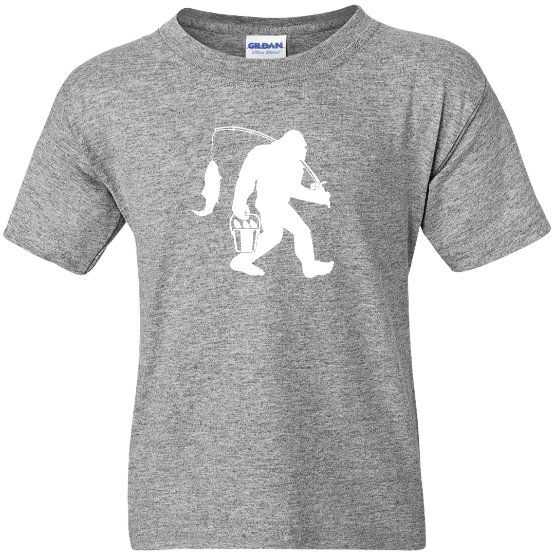 Fishing Sasquatch Kids Tee