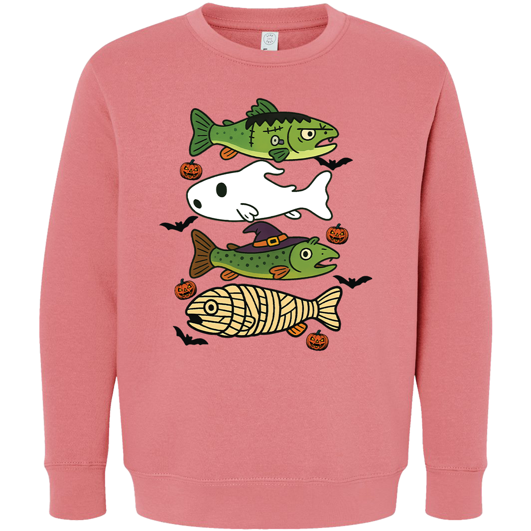 Halloween Fish Kids Crew Neck Sweatshirt