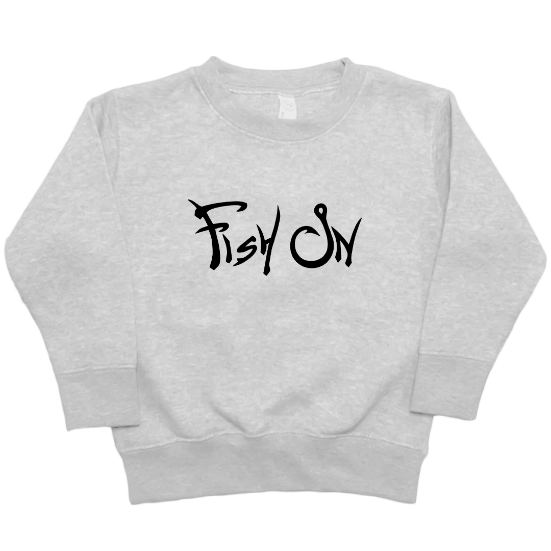 Fish On Kids Crew Neck Sweatshirt - Muddy Boots Clothing - Crew Neck Sweatshirt