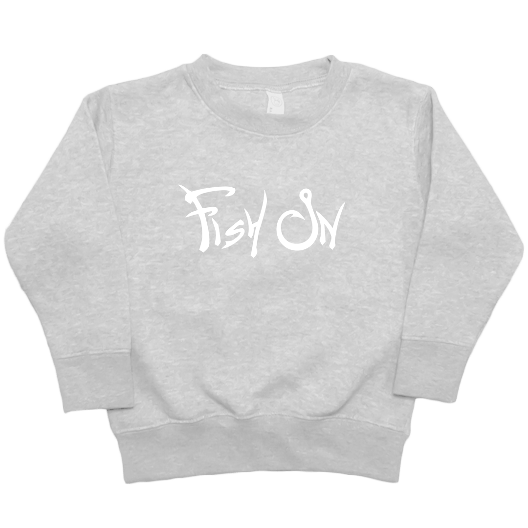 Fish On Kids Crew Neck Sweatshirt - Muddy Boots Clothing - Crew Neck Sweatshirt