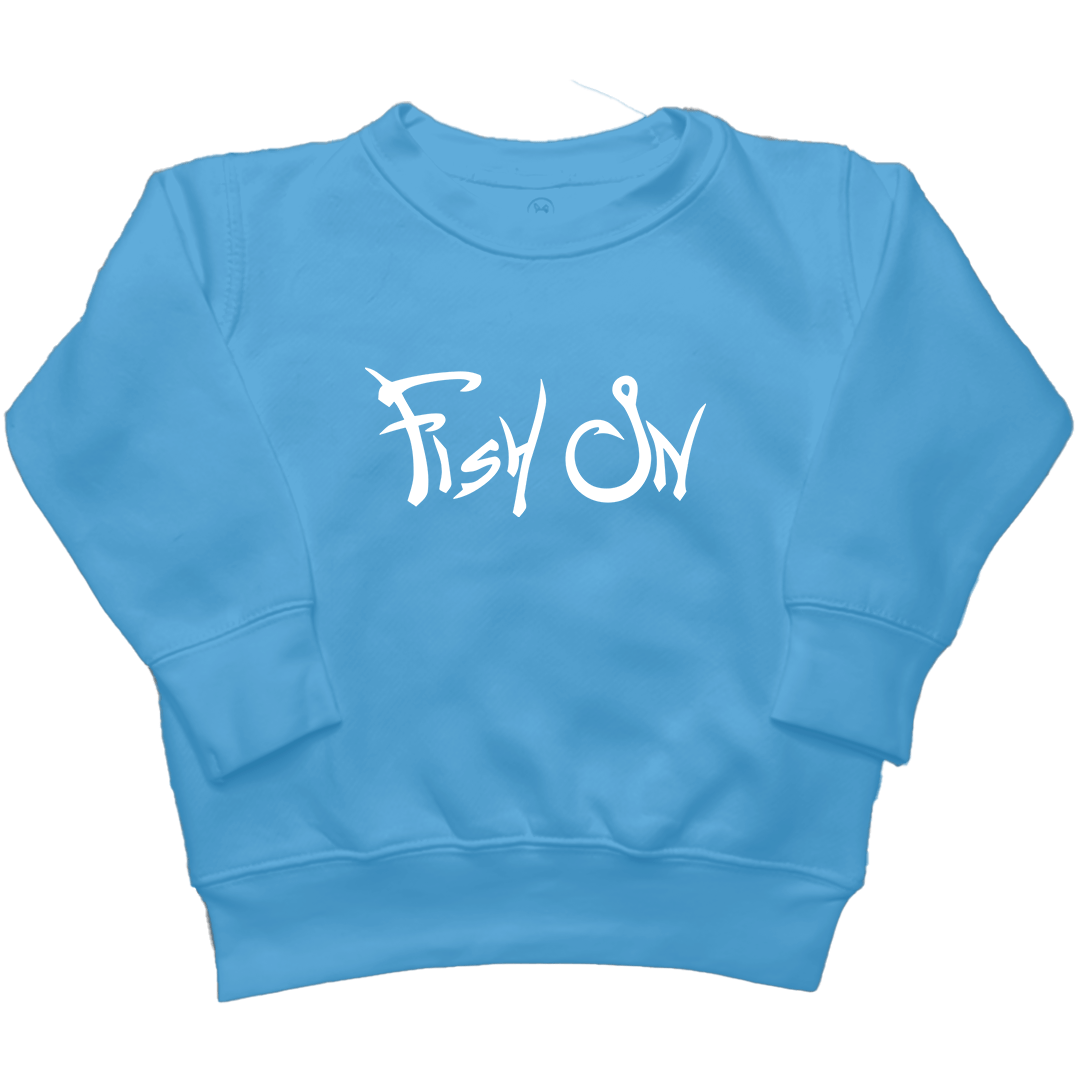 Fish On Kids Crew Neck Sweatshirt - Muddy Boots Clothing - Crew Neck Sweatshirt