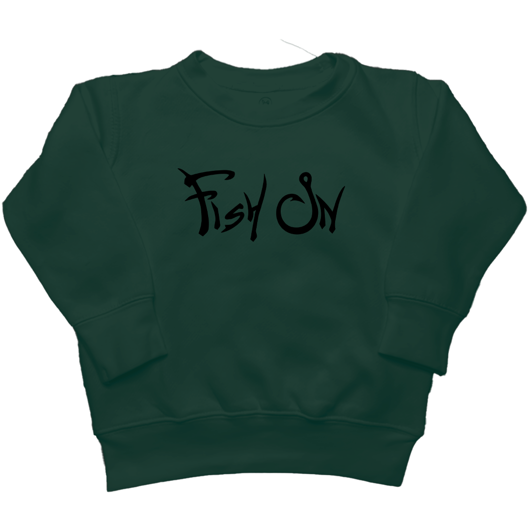 Fish On Kids Crew Neck Sweatshirt - Muddy Boots Clothing - Crew Neck Sweatshirt
