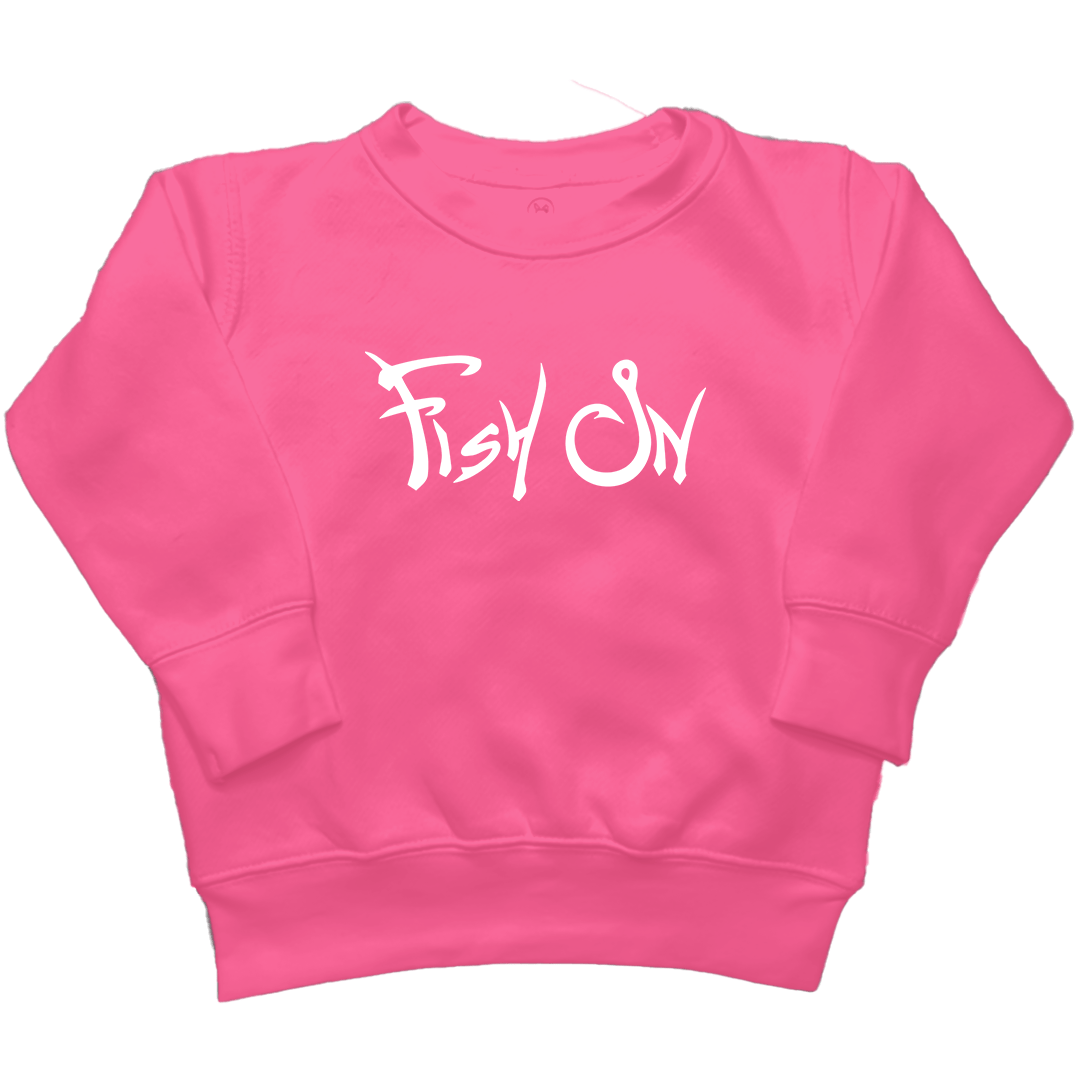 Fish On Kids Crew Neck Sweatshirt - Muddy Boots Clothing - Crew Neck Sweatshirt
