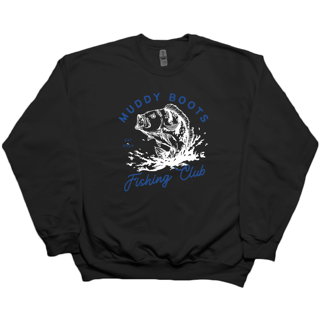 Fishing Club Adult Crew Neck Sweatshirt - Muddy Boots Clothing - Crew Neck Sweatshirt