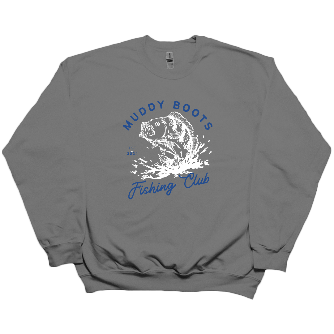 Fishing Club Adult Crew Neck Sweatshirt - Muddy Boots Clothing - Crew Neck Sweatshirt