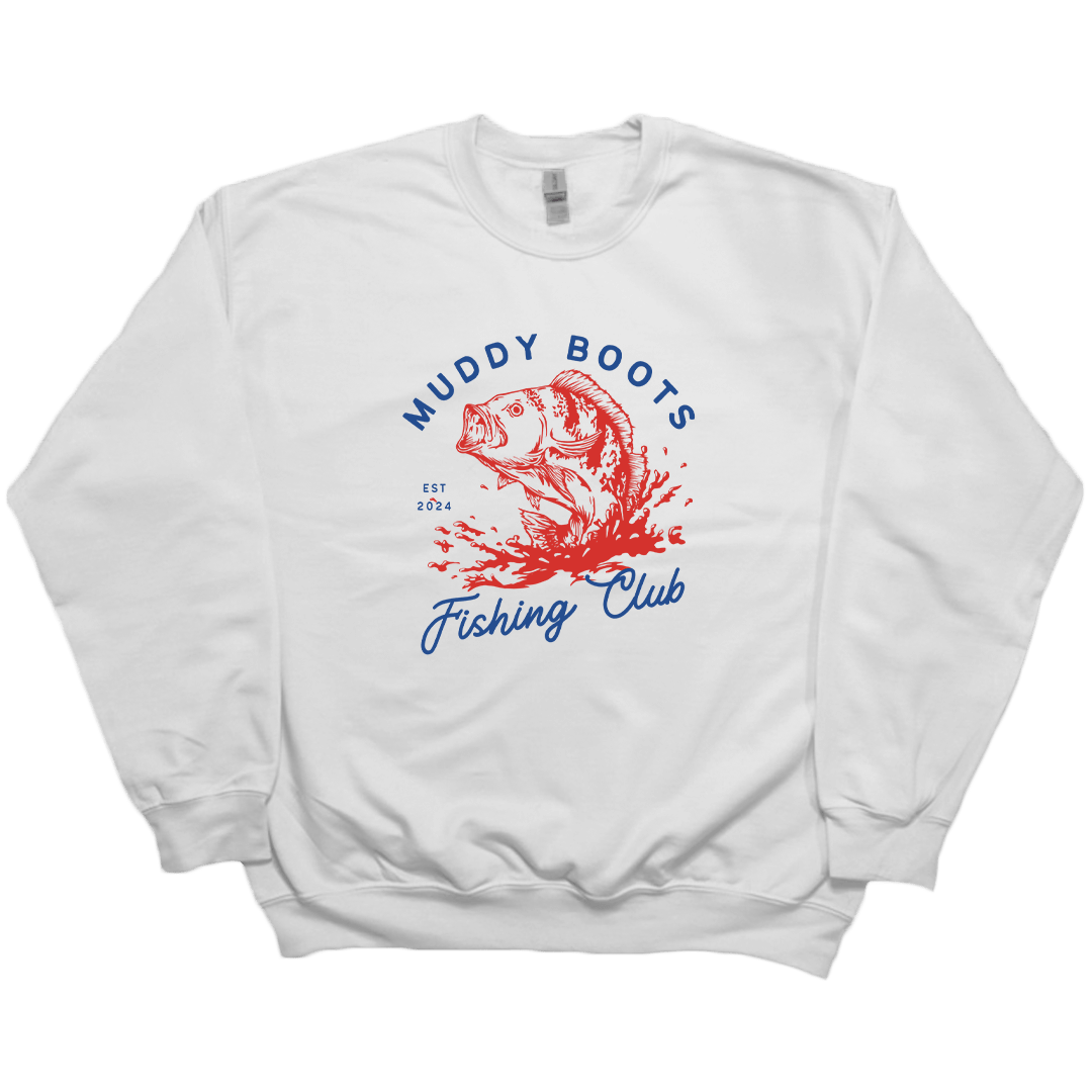 Fishing Club Adult Crew Neck Sweatshirt - Muddy Boots Clothing - Crew Neck Sweatshirt