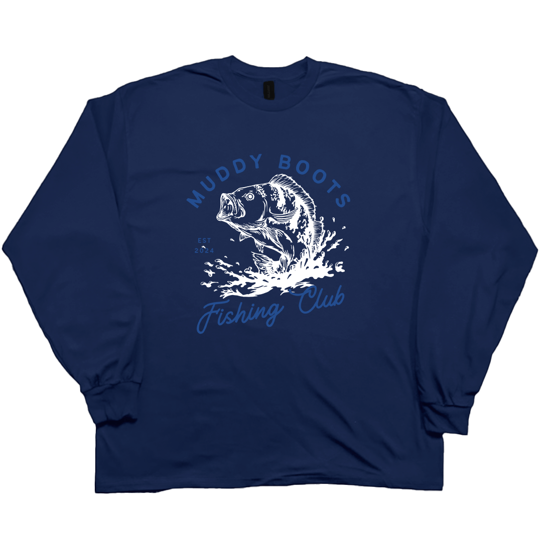 Fishing Club Adult Long Sleeve Tee - Muddy Boots Clothing - Long Sleeve Tee