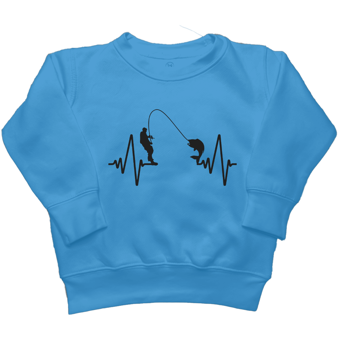 Fishing Heartbeat Kids Crew Neck Sweatshirt - Muddy Boots Clothing - Crew Neck Sweatshirt