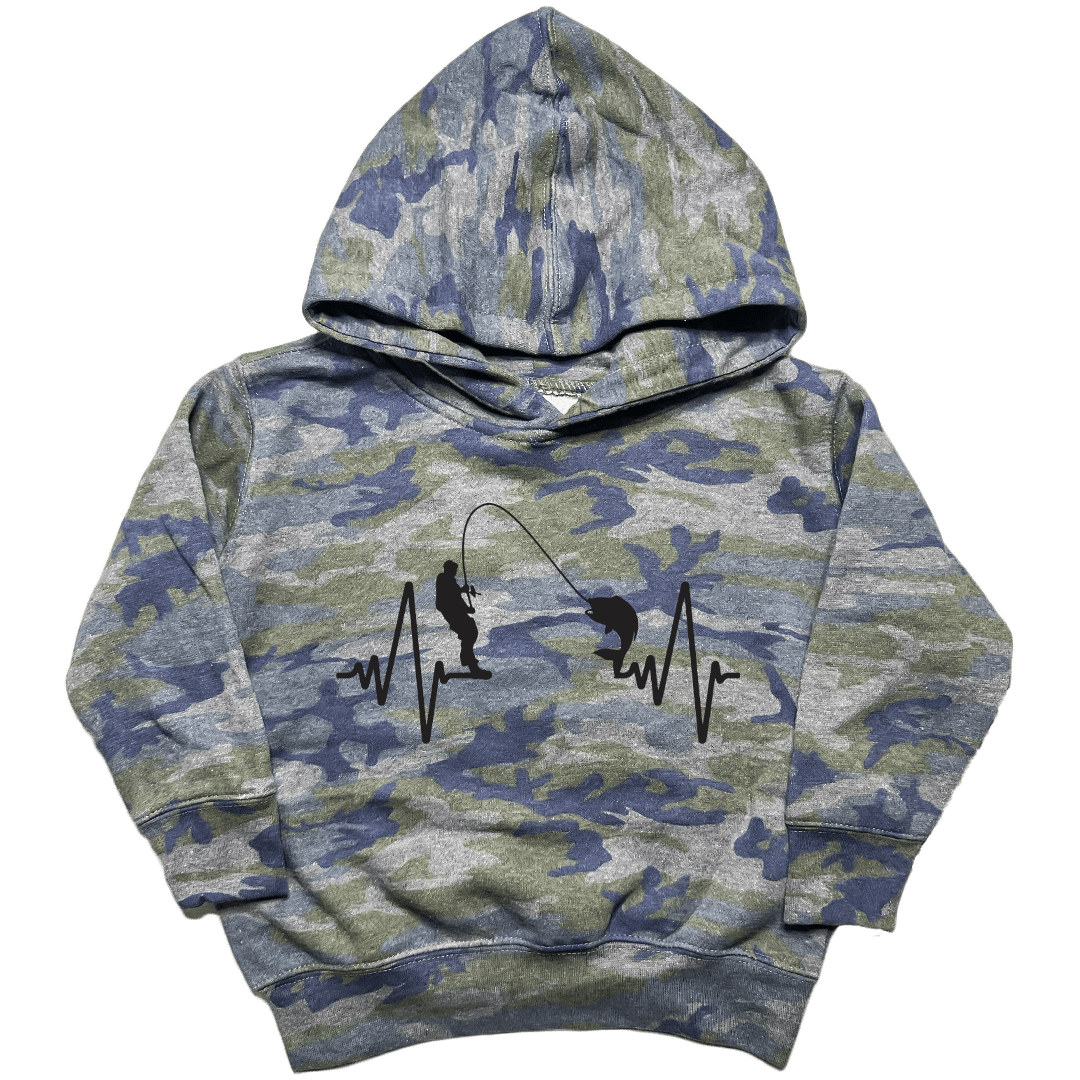 Fishing Heartbeat Toddler Hoodie - Muddy Boots Clothing - Hoodie