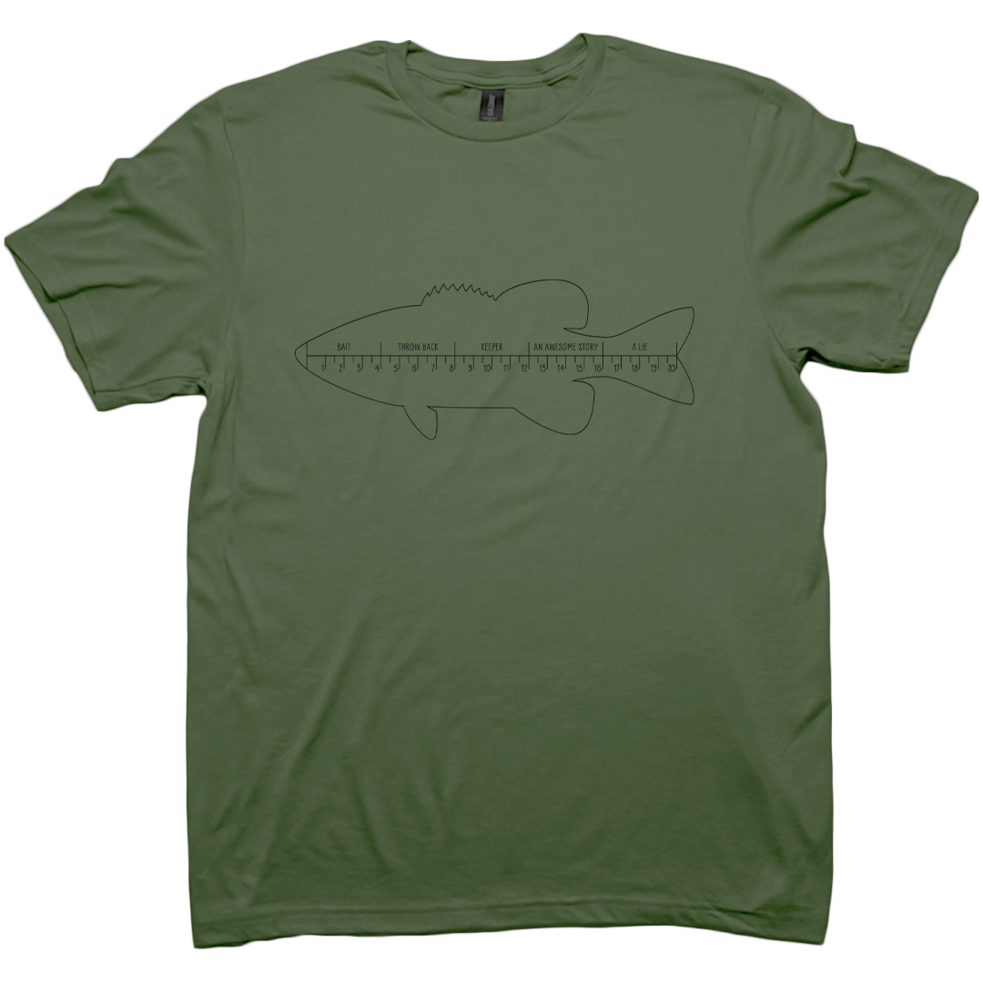 Fishing Ruler Adult Tee - Muddy Boots Clothing - T-Shirt
