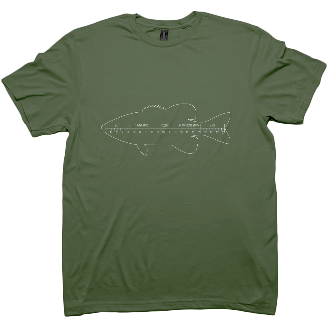 Fishing Ruler Adult Tee - Muddy Boots Clothing - T-Shirt