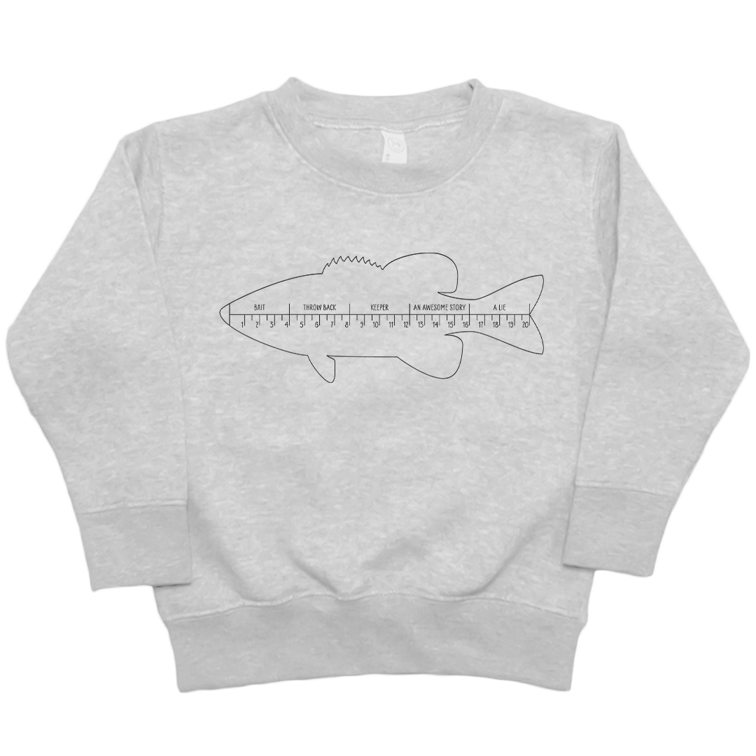 Fishing Ruler Kids Crew Neck Sweatshirt - Muddy Boots Clothing - Crew Neck Sweatshirt