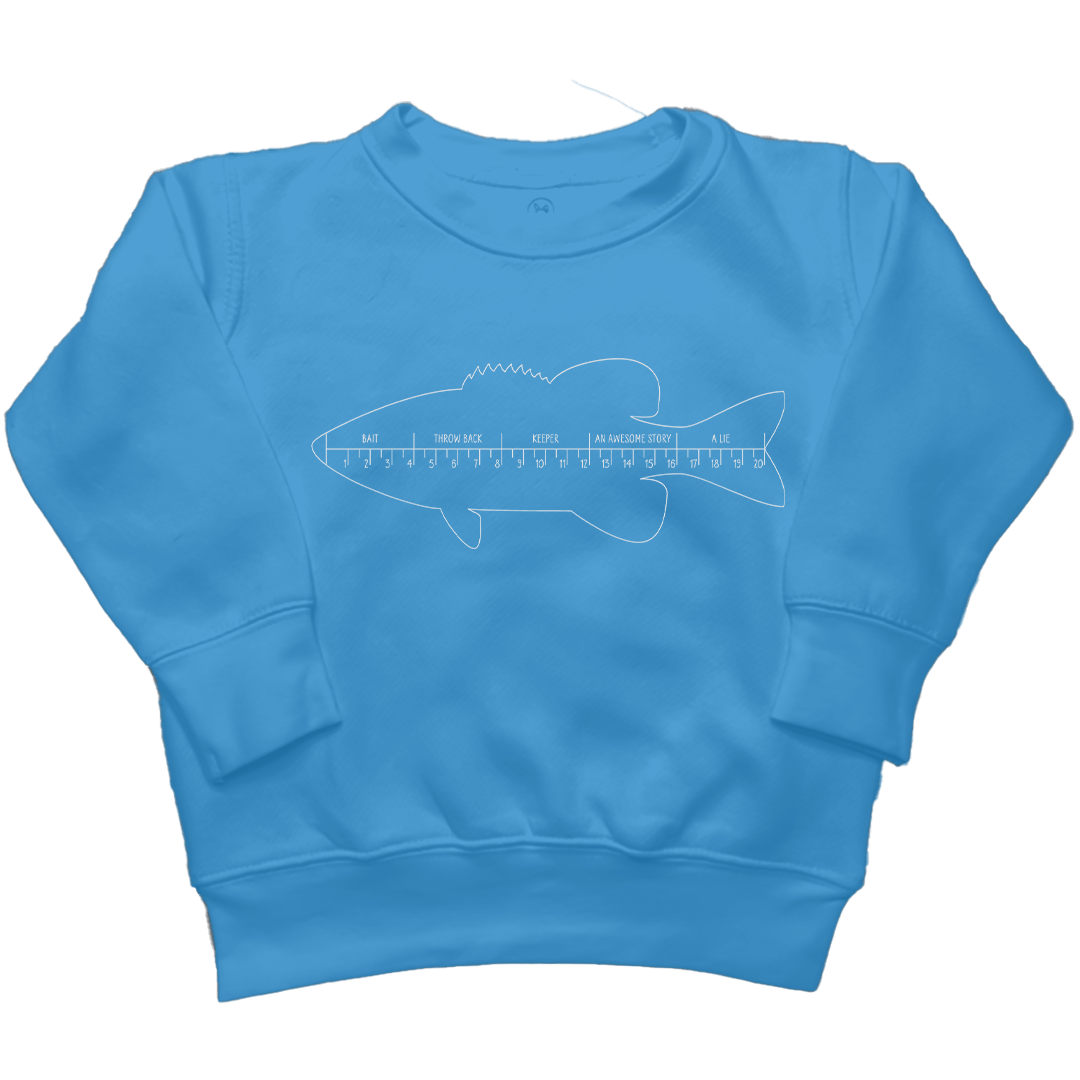 Fishing Ruler Kids Crew Neck Sweatshirt - Muddy Boots Clothing - Crew Neck Sweatshirt