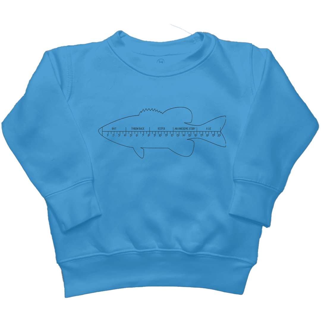 Fishing Ruler Kids Crew Neck Sweatshirt - Muddy Boots Clothing - Crew Neck Sweatshirt
