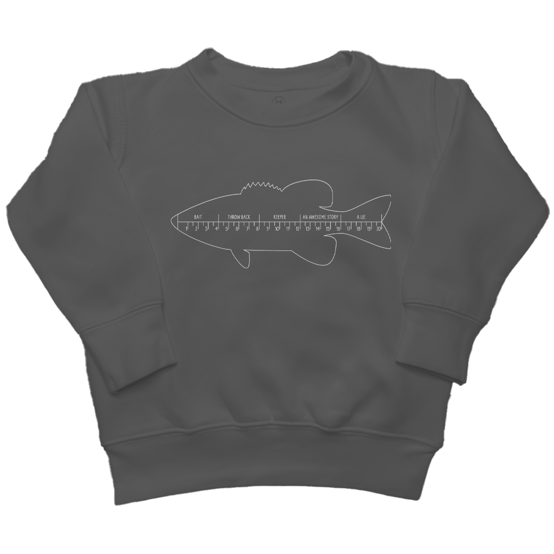 Fishing Ruler Kids Crew Neck Sweatshirt - Muddy Boots Clothing - Crew Neck Sweatshirt