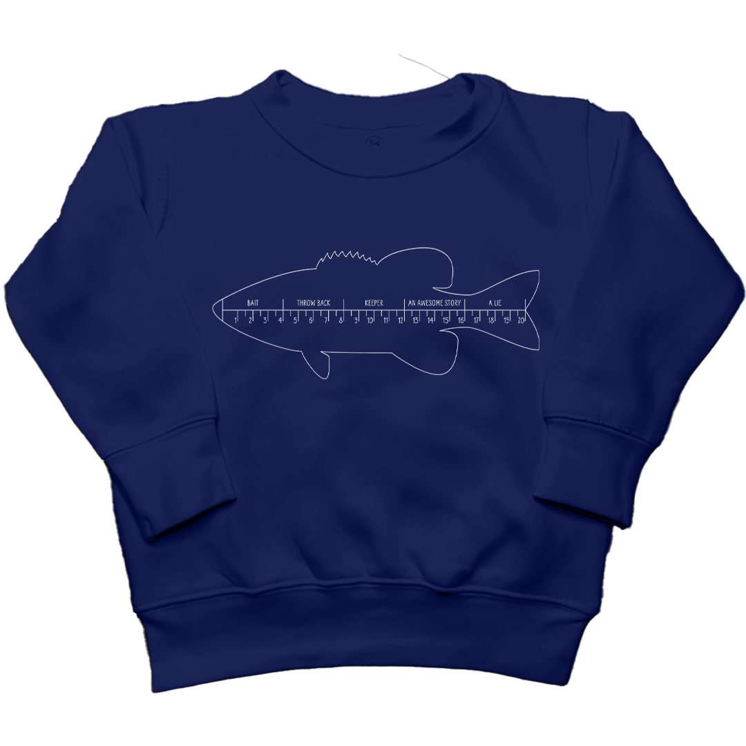 Fishing Ruler Kids Crew Neck Sweatshirt - Muddy Boots Clothing - Crew Neck Sweatshirt