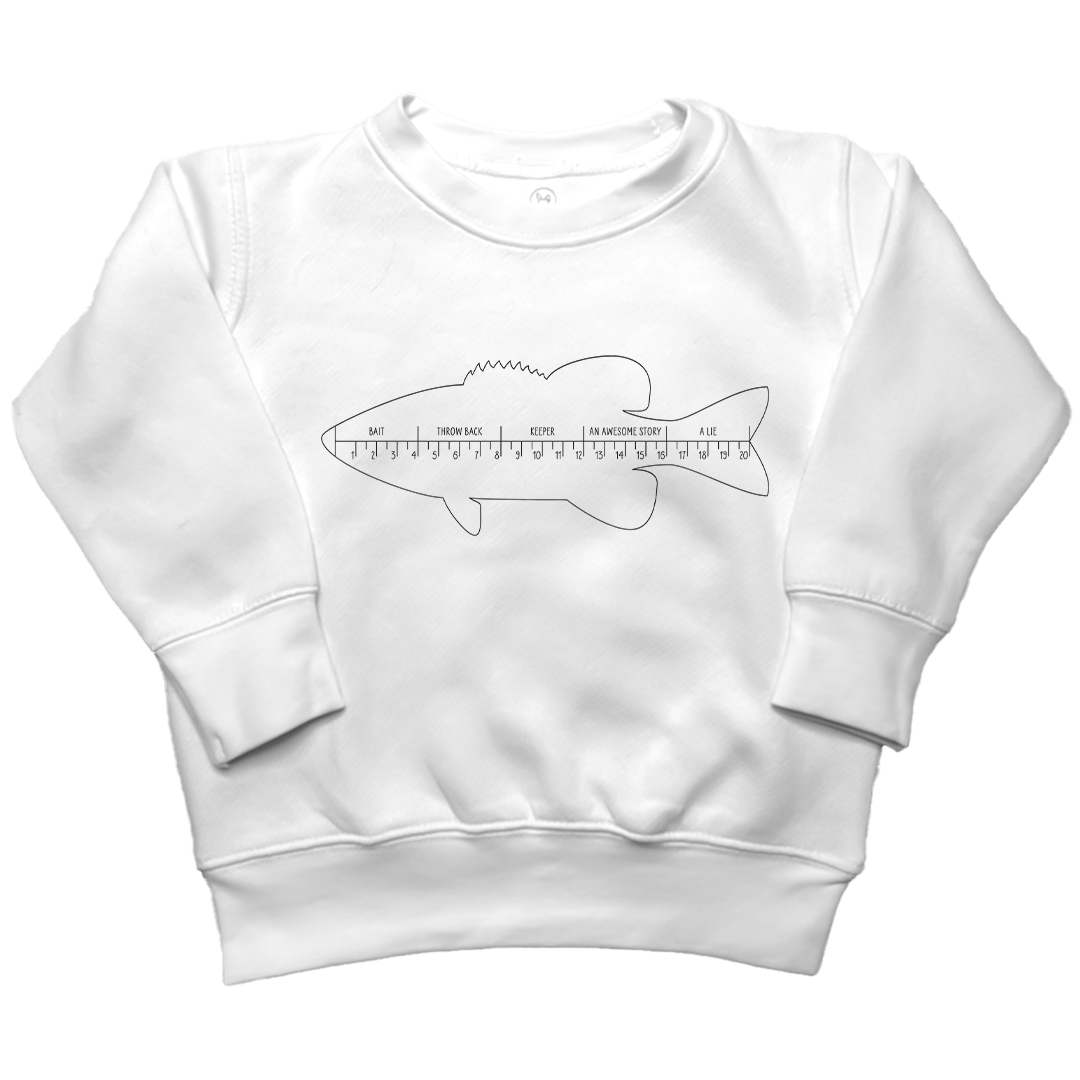 Fishing Ruler Kids Crew Neck Sweatshirt - Muddy Boots Clothing - Crew Neck Sweatshirt