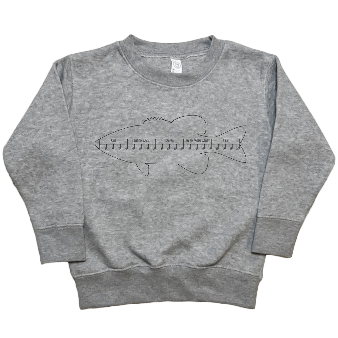 Fishing Ruler Toddler Crew Neck Sweatshirt - Muddy Boots Clothing - Crew Neck Sweatshirt
