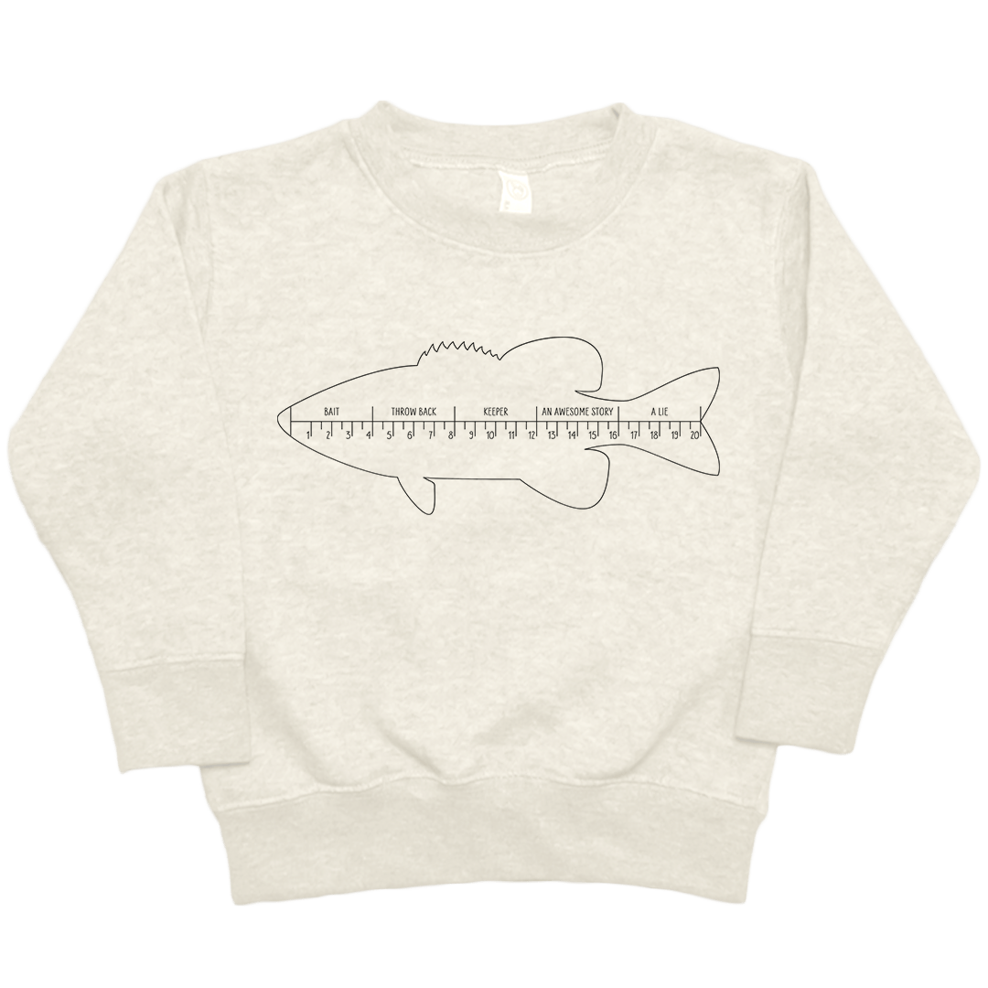 Fishing Ruler Toddler Crew Neck Sweatshirt - Muddy Boots Clothing - Crew Neck Sweatshirt