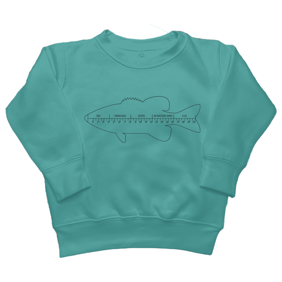 Fishing Ruler Toddler Crew Neck Sweatshirt - Muddy Boots Clothing - Crew Neck Sweatshirt