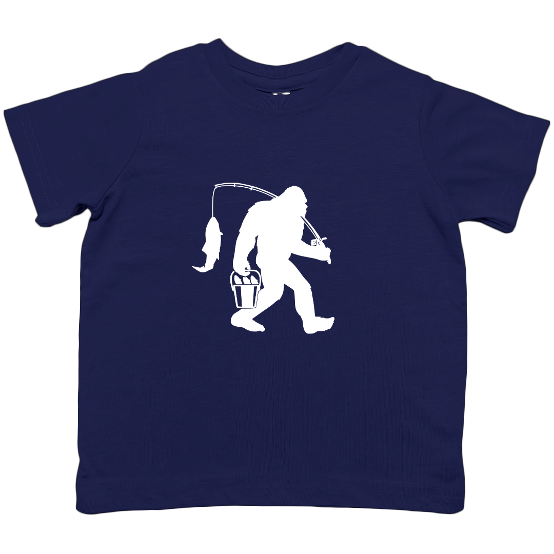 Fishing Sasquatch Toddler Tee - Muddy Boots Clothing - T-Shirt