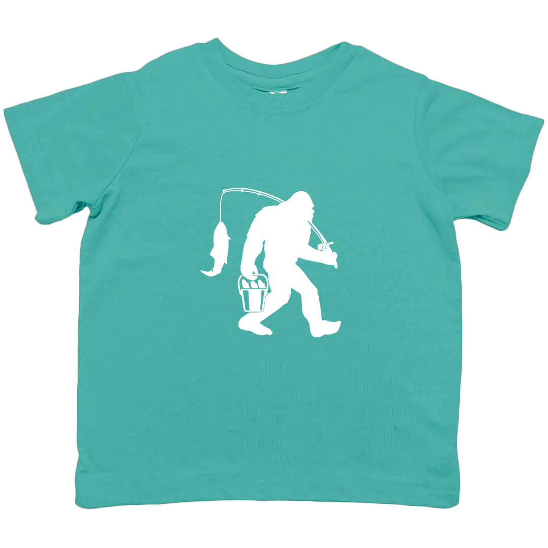 Fishing Sasquatch Toddler Tee - Muddy Boots Clothing - T-Shirt