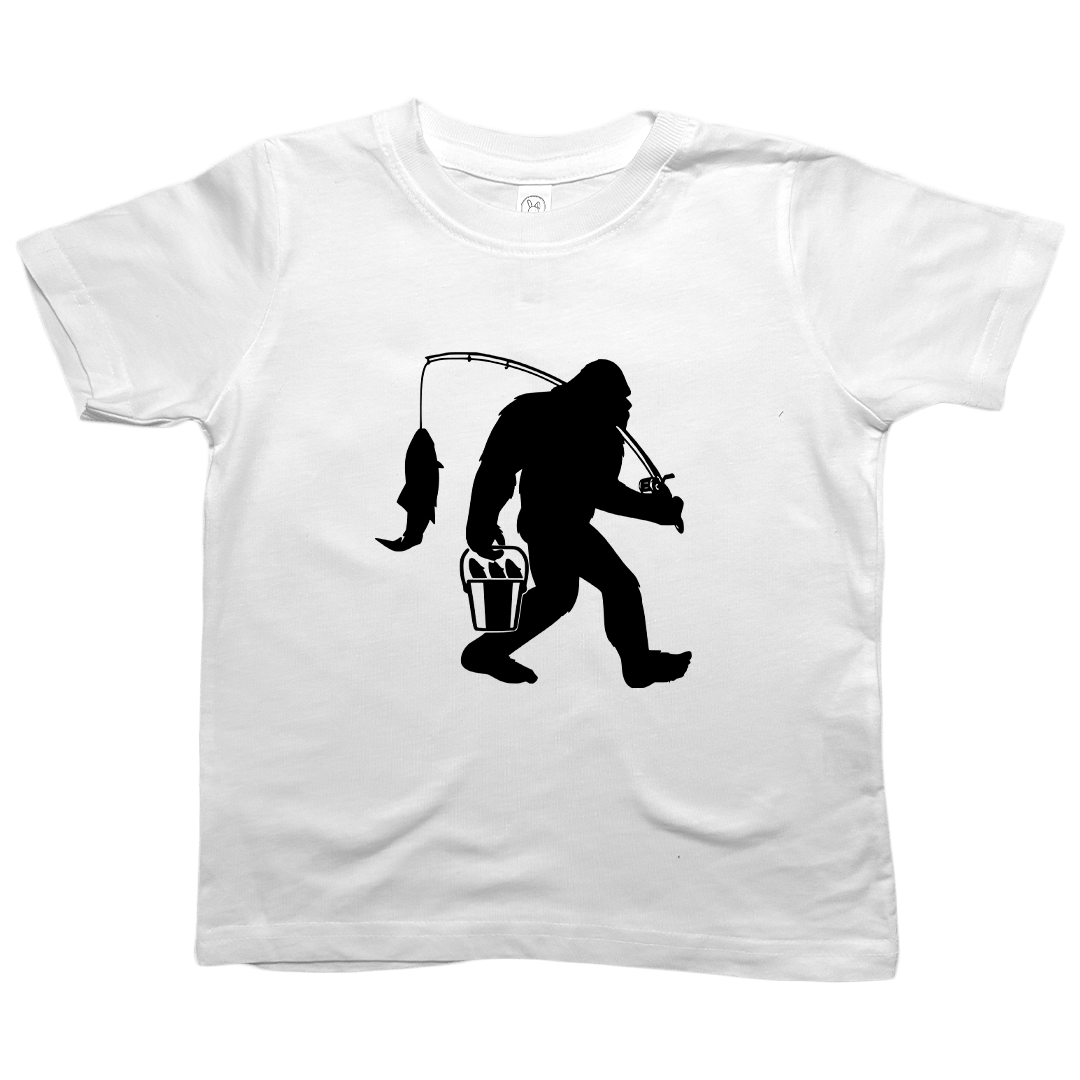 Fishing Sasquatch Toddler Tee - Muddy Boots Clothing - T-Shirt