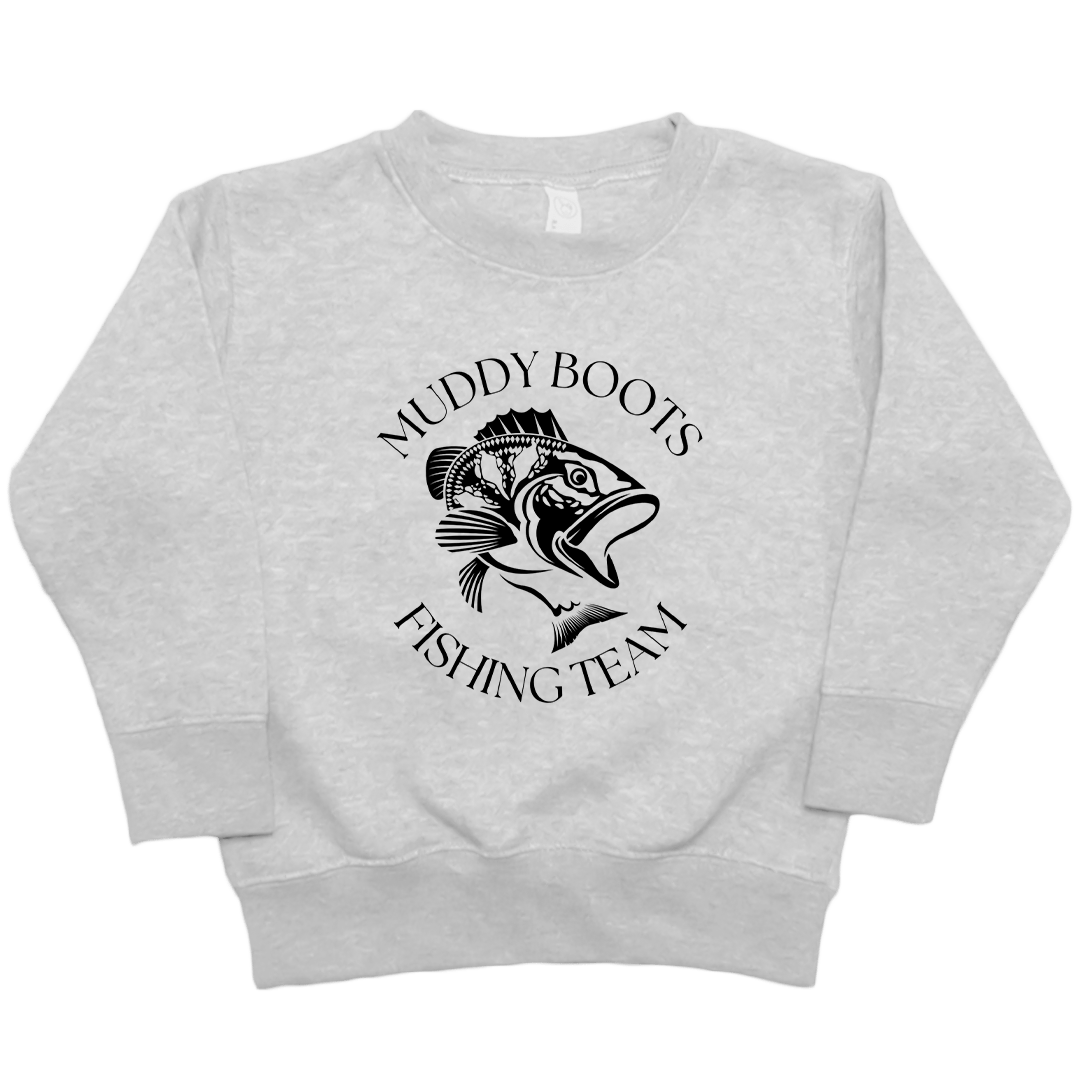 Fishing Team Kids Crew Neck Sweatshirt - Muddy Boots Clothing - Crew Neck Sweatshirt