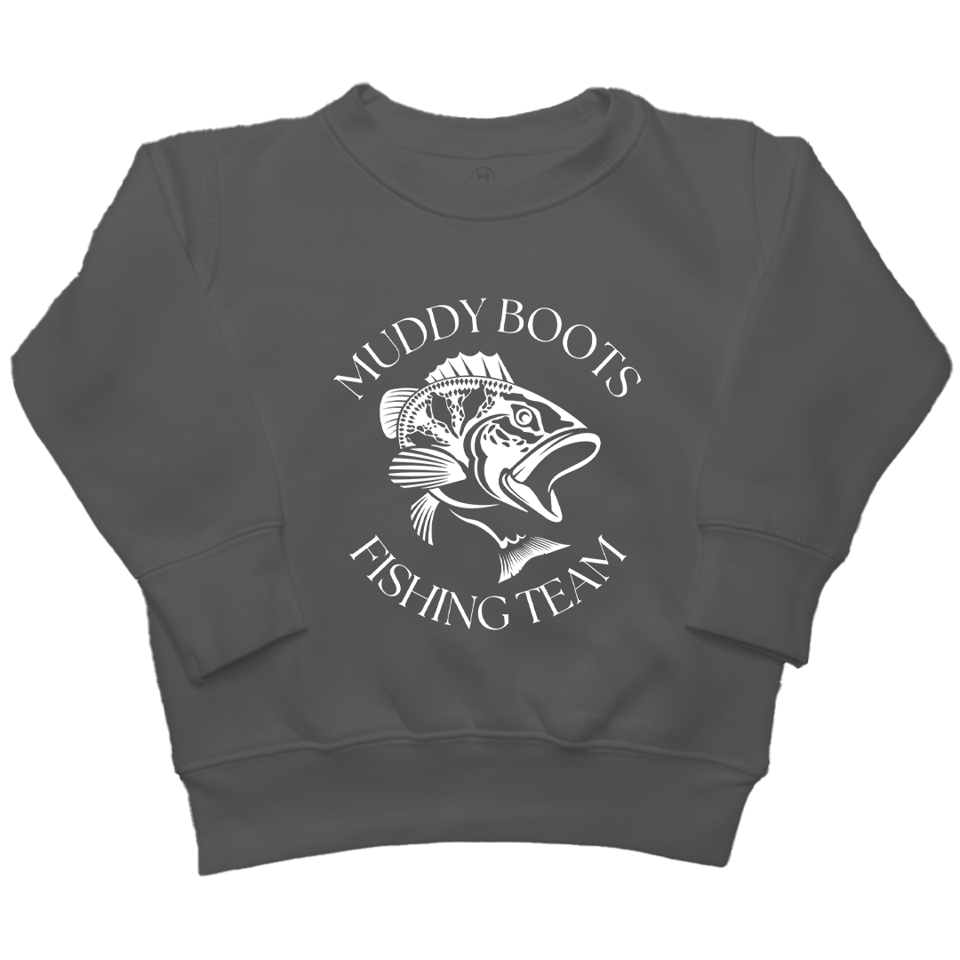 Fishing Team Kids Crew Neck Sweatshirt - Muddy Boots Clothing - Crew Neck Sweatshirt