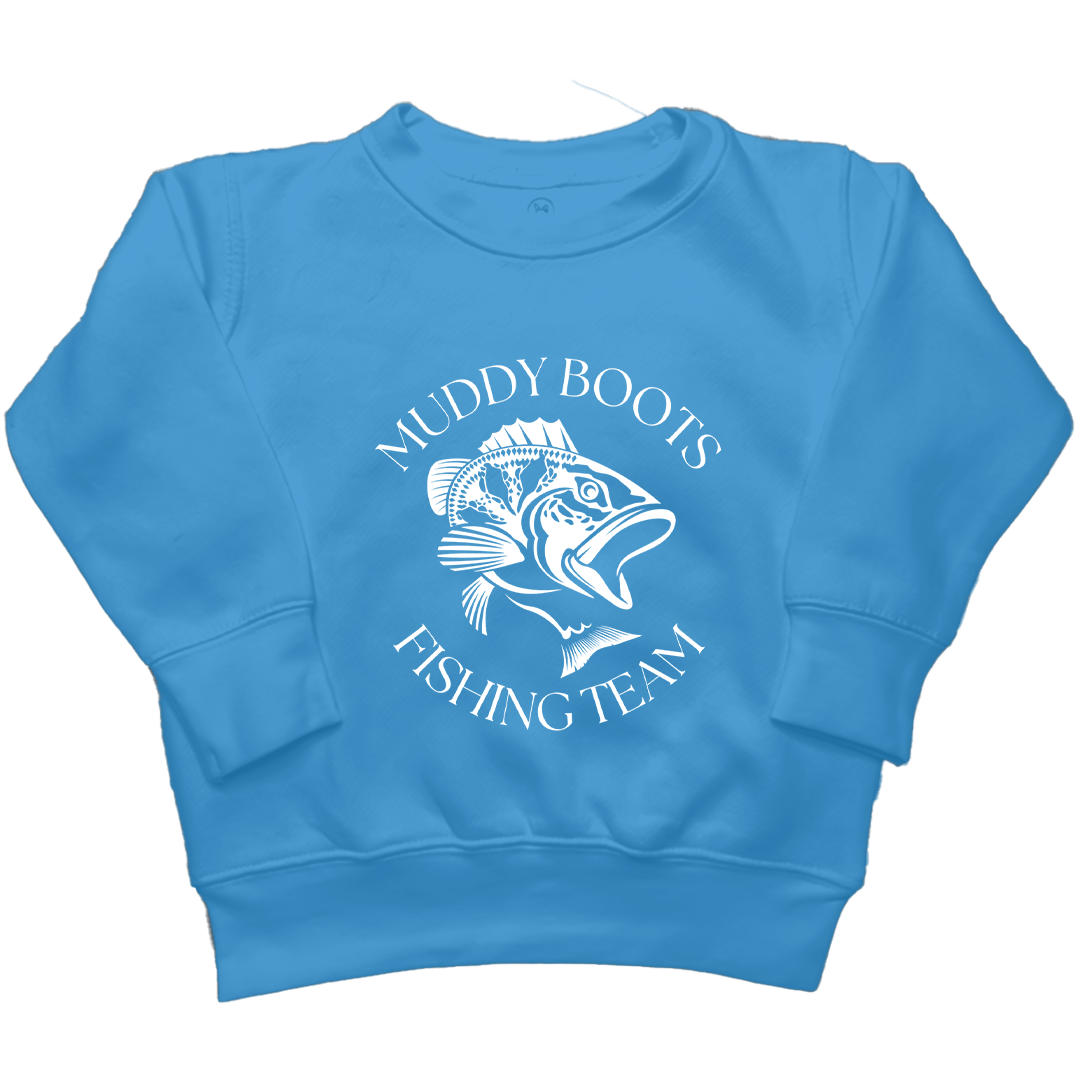 Fishing Team Kids Crew Neck Sweatshirt - Muddy Boots Clothing - Crew Neck Sweatshirt