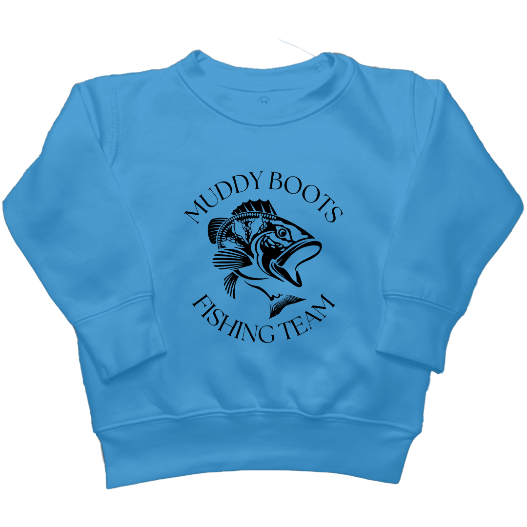 Fishing Team Kids Crew Neck Sweatshirt - Muddy Boots Clothing - Crew Neck Sweatshirt