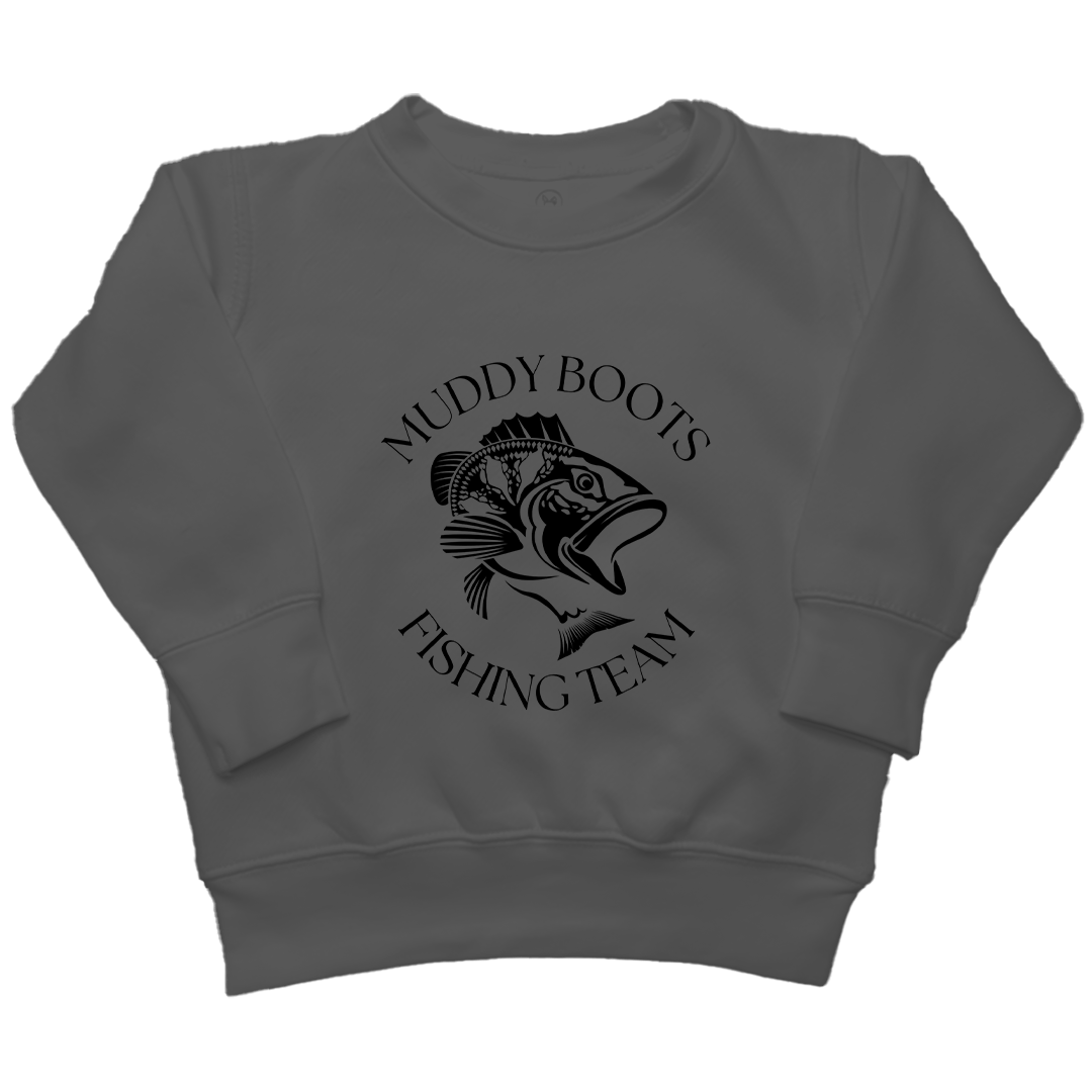 Fishing Team Kids Crew Neck Sweatshirt - Muddy Boots Clothing - Crew Neck Sweatshirt