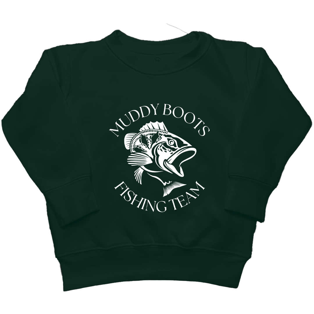Fishing Team Kids Crew Neck Sweatshirt - Muddy Boots Clothing - Crew Neck Sweatshirt