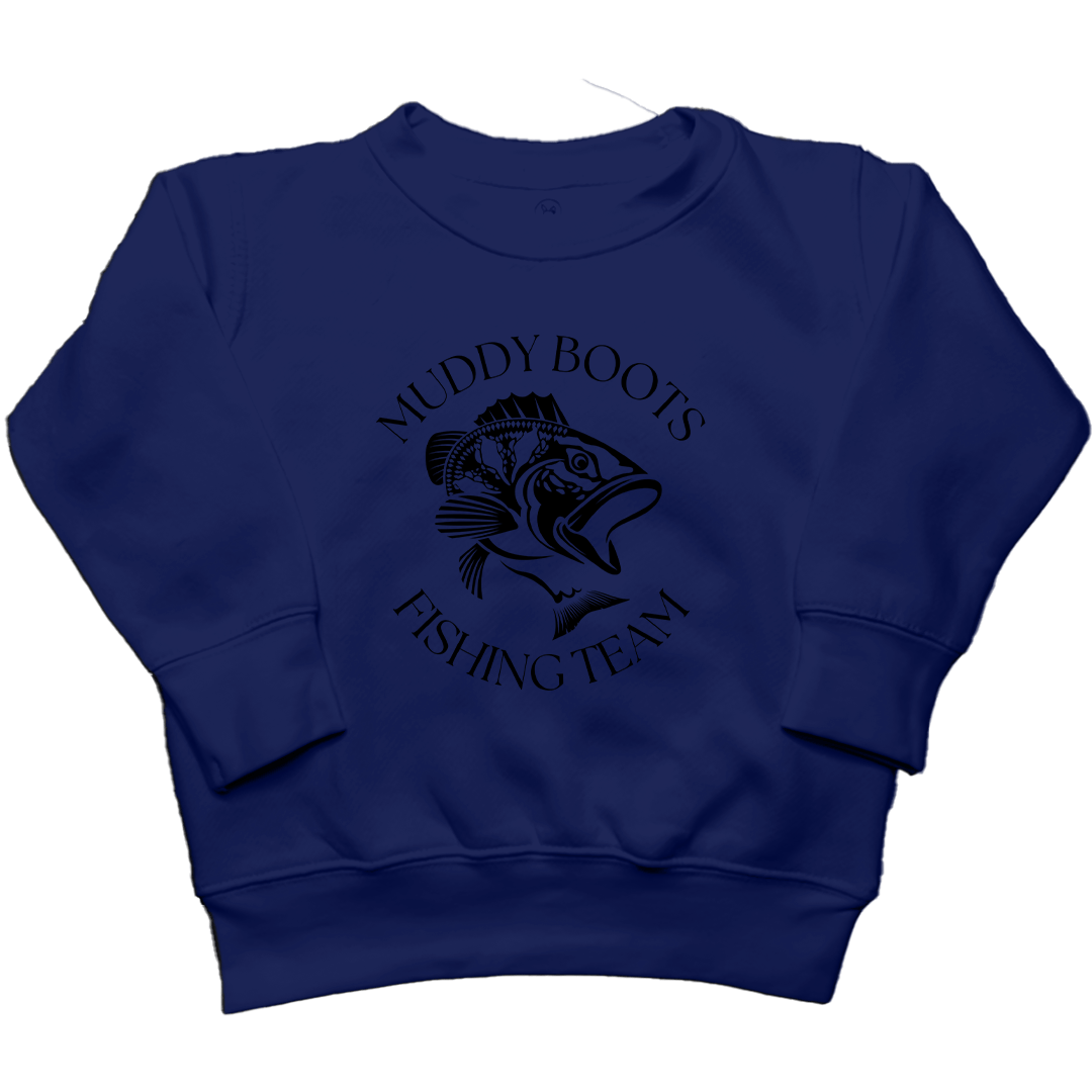 Fishing Team Kids Crew Neck Sweatshirt - Muddy Boots Clothing - Crew Neck Sweatshirt