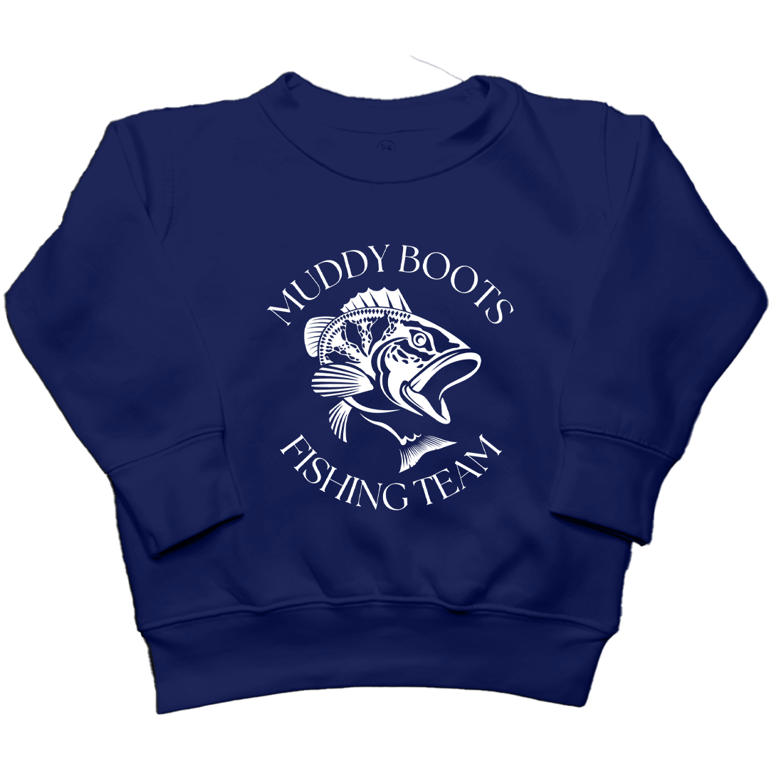 Fishing Team Kids Crew Neck Sweatshirt - Muddy Boots Clothing - Crew Neck Sweatshirt