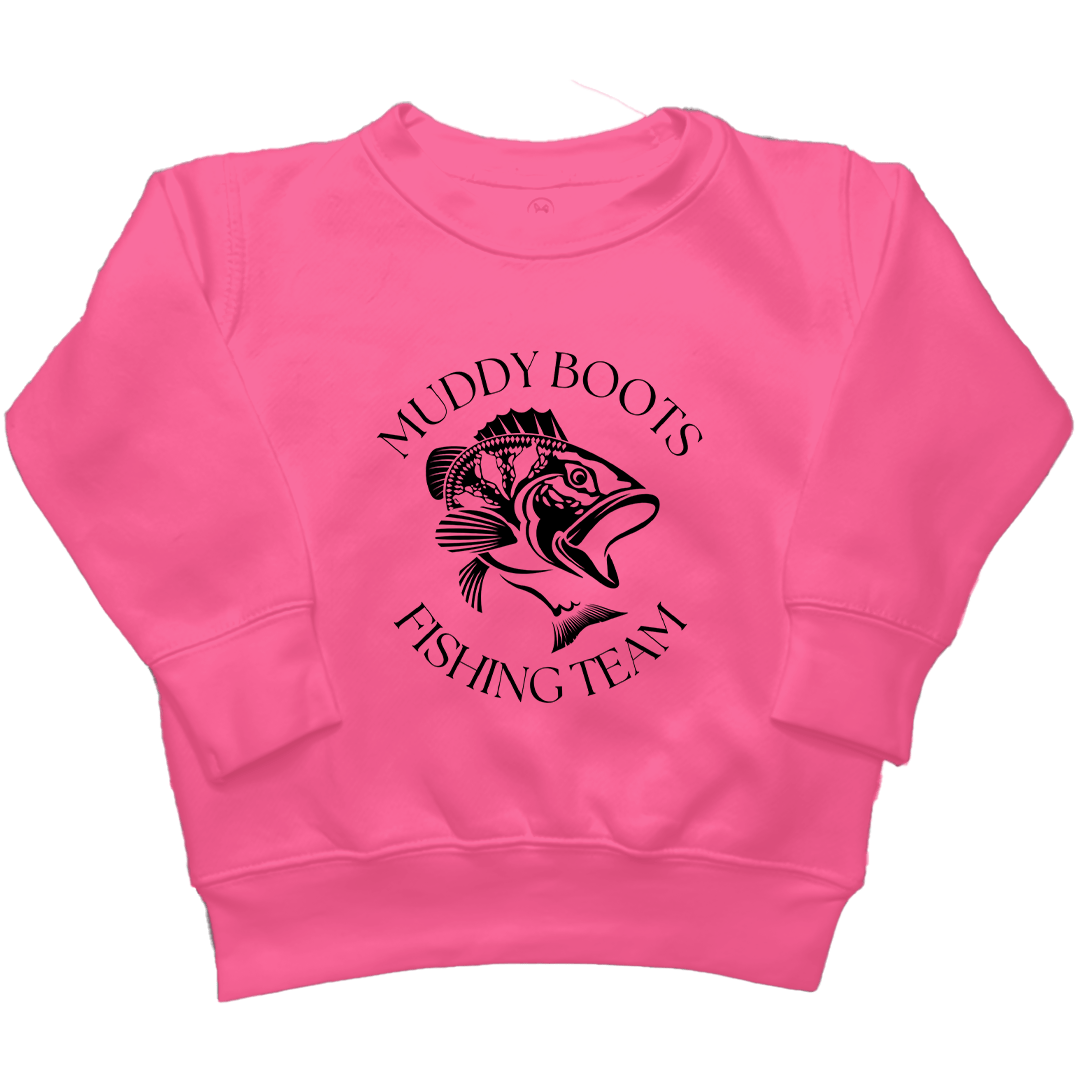 Fishing Team Kids Crew Neck Sweatshirt - Muddy Boots Clothing - Crew Neck Sweatshirt