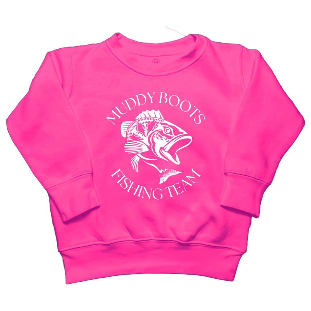 Fishing Team Kids Crew Neck Sweatshirt - Muddy Boots Clothing - Crew Neck Sweatshirt