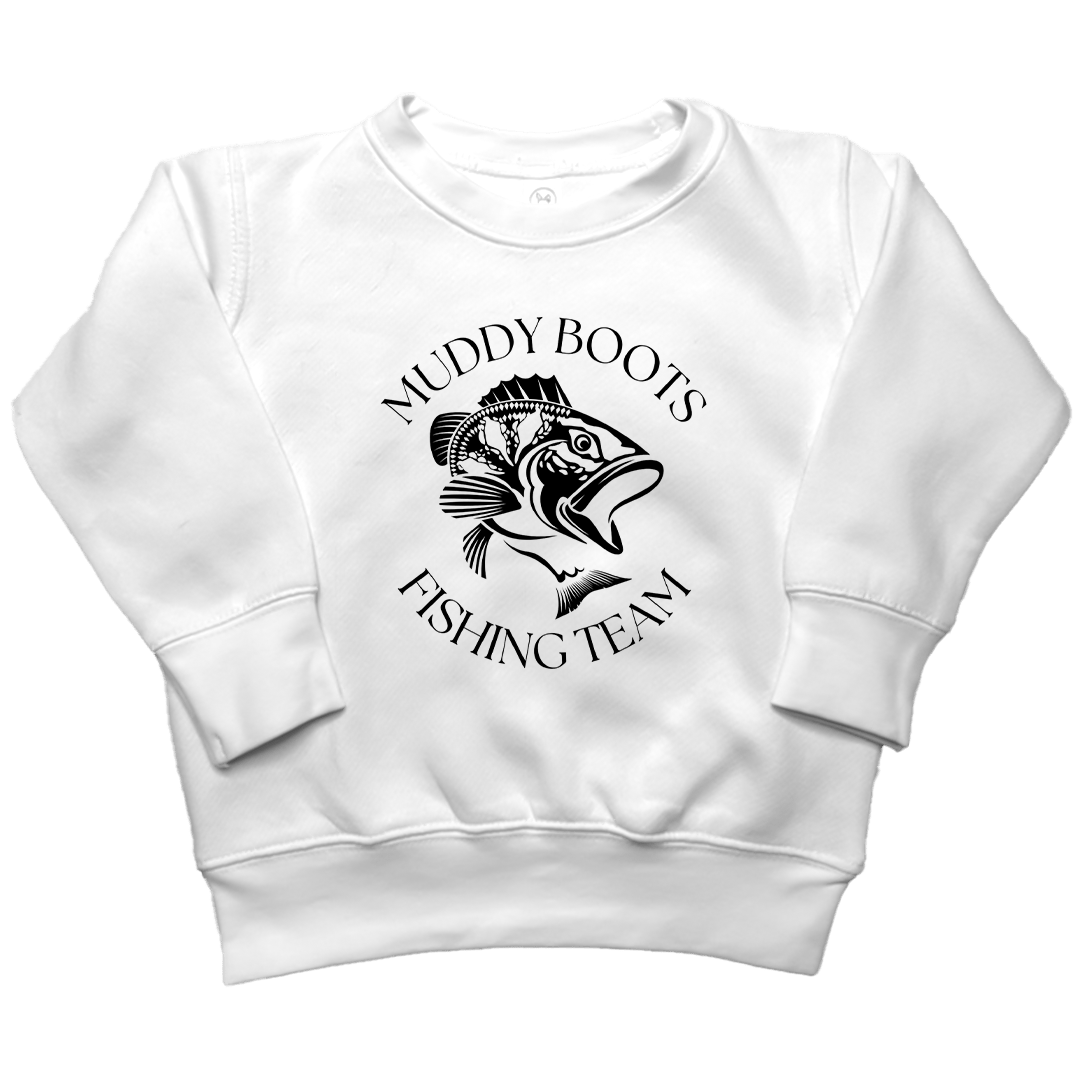 Fishing Team Kids Crew Neck Sweatshirt - Muddy Boots Clothing - Crew Neck Sweatshirt