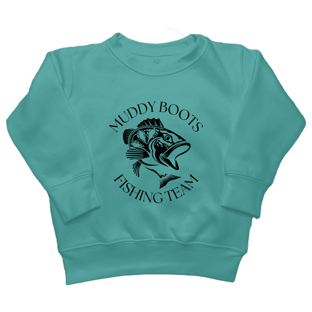 Fishing Team Toddler Crew Neck Sweatshirt - Muddy Boots Clothing - Crew Neck Sweatshirt