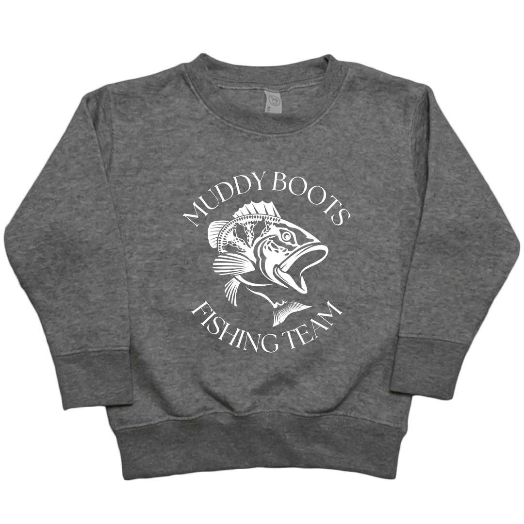 Fishing Team Toddler Crew Neck Sweatshirt - Muddy Boots Clothing - Crew Neck Sweatshirt