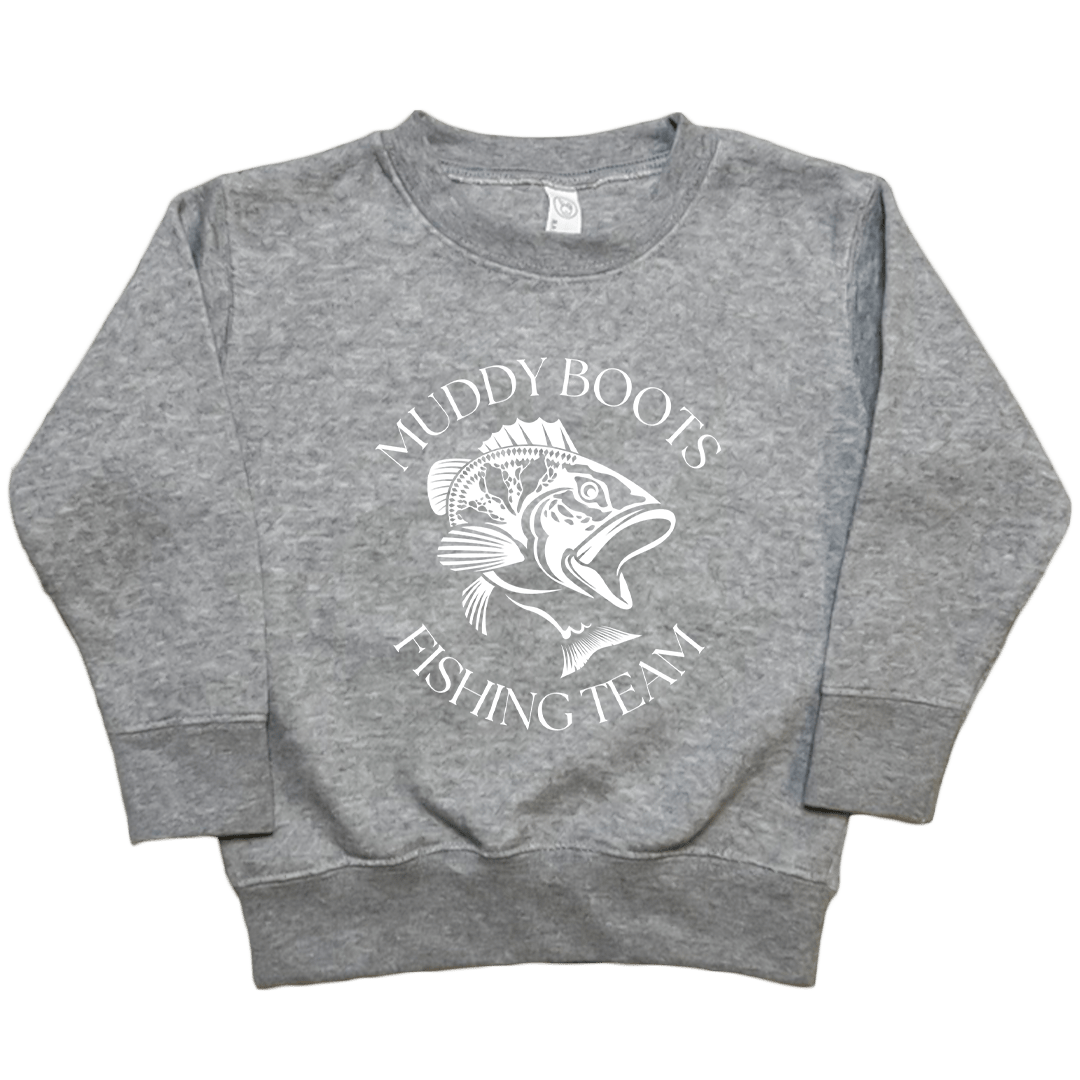 Fishing Team Toddler Crew Neck Sweatshirt - Muddy Boots Clothing - Crew Neck Sweatshirt