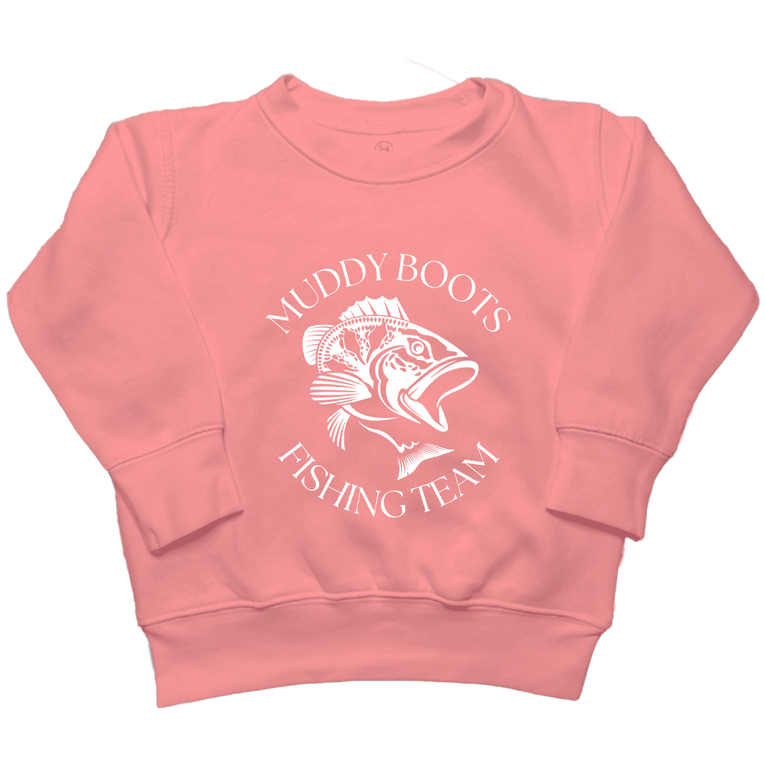 Fishing Team Toddler Crew Neck Sweatshirt - Muddy Boots Clothing - Crew Neck Sweatshirt