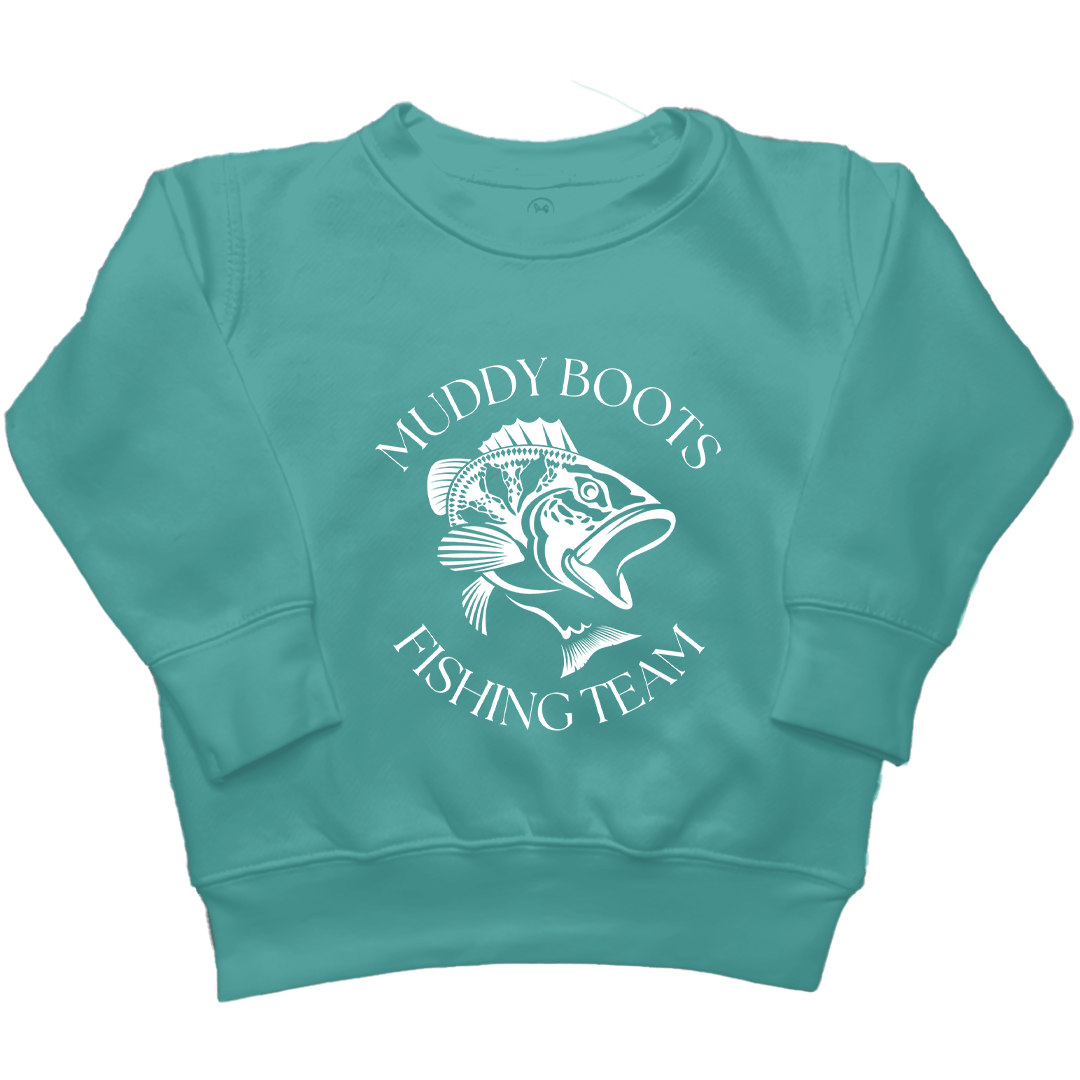 Fishing Team Toddler Crew Neck Sweatshirt - Muddy Boots Clothing - Crew Neck Sweatshirt
