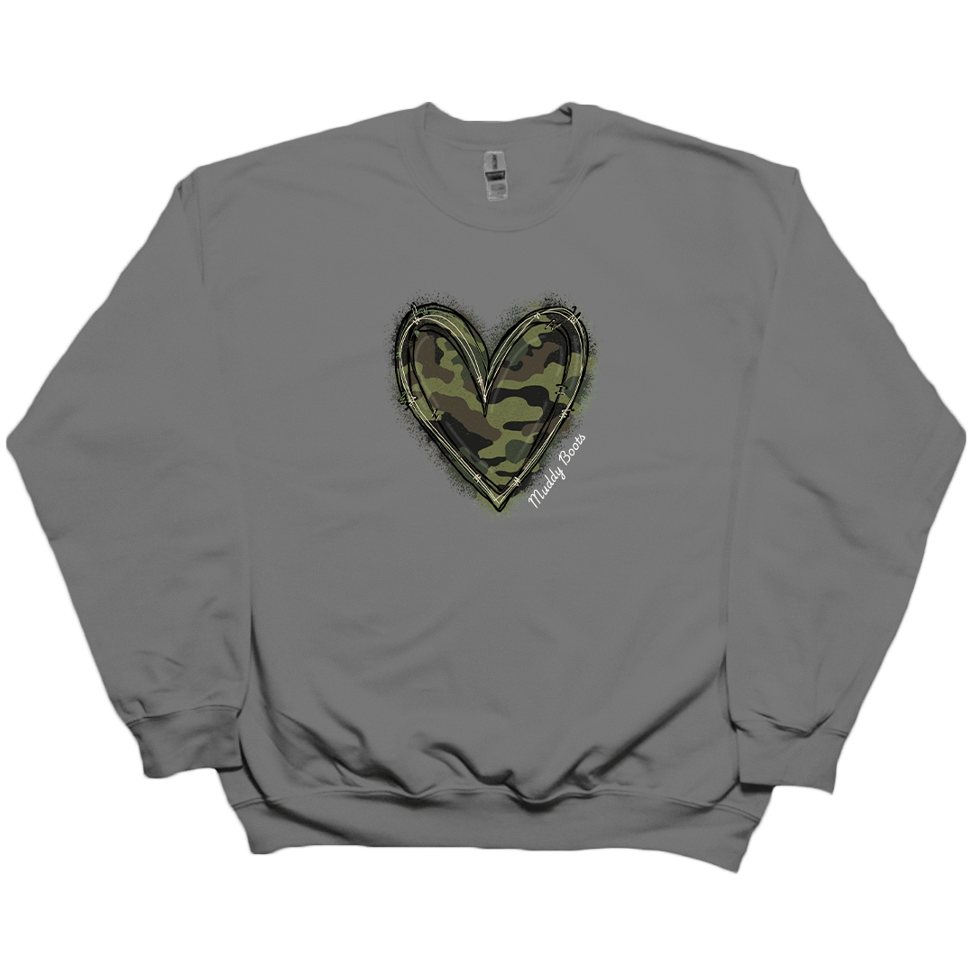 Hidden Heart Adult Crew Neck Sweatshirt - Muddy Boots Clothing - Crew Neck Sweatshirt