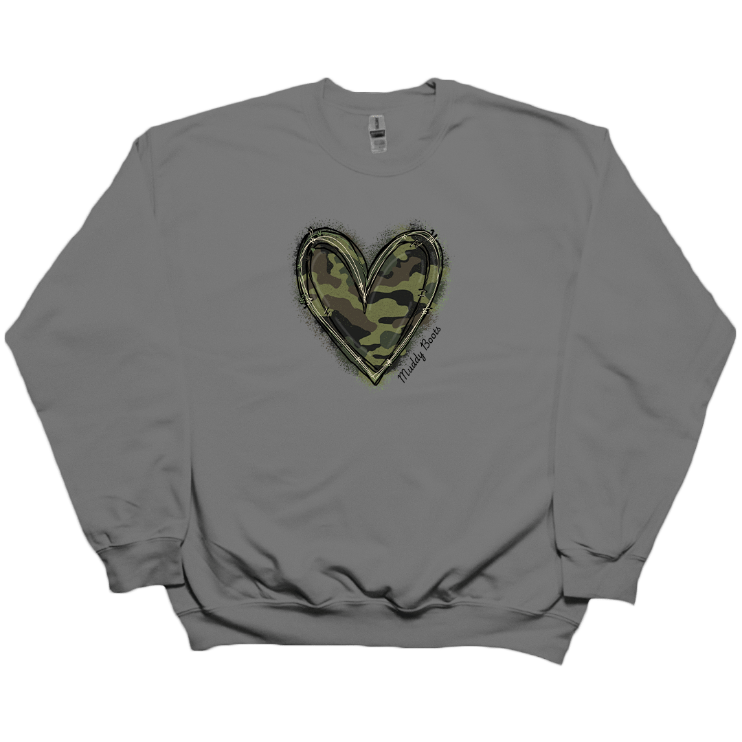 Hidden Heart Adult Crew Neck Sweatshirt - Muddy Boots Clothing - Crew Neck Sweatshirt