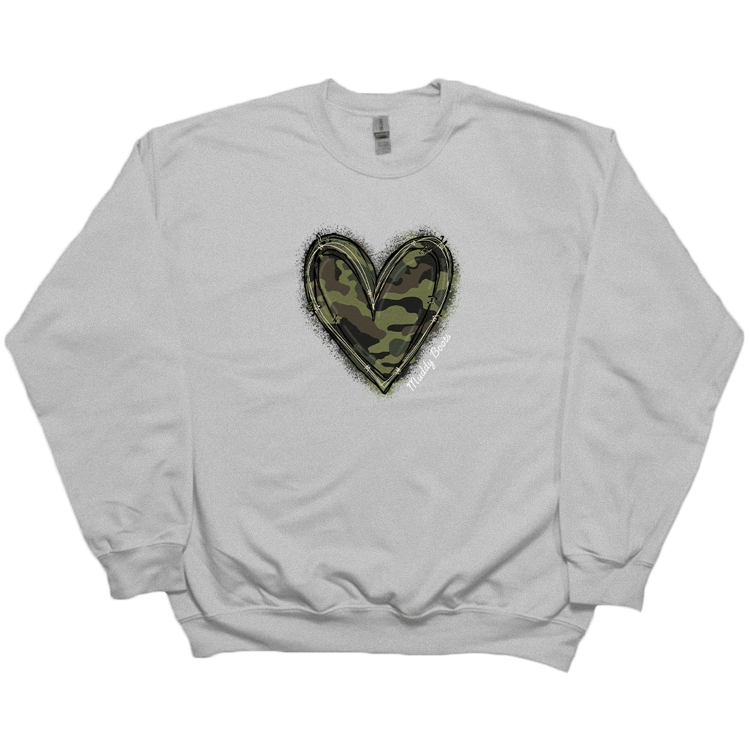 Hidden Heart Adult Crew Neck Sweatshirt - Muddy Boots Clothing - Crew Neck Sweatshirt